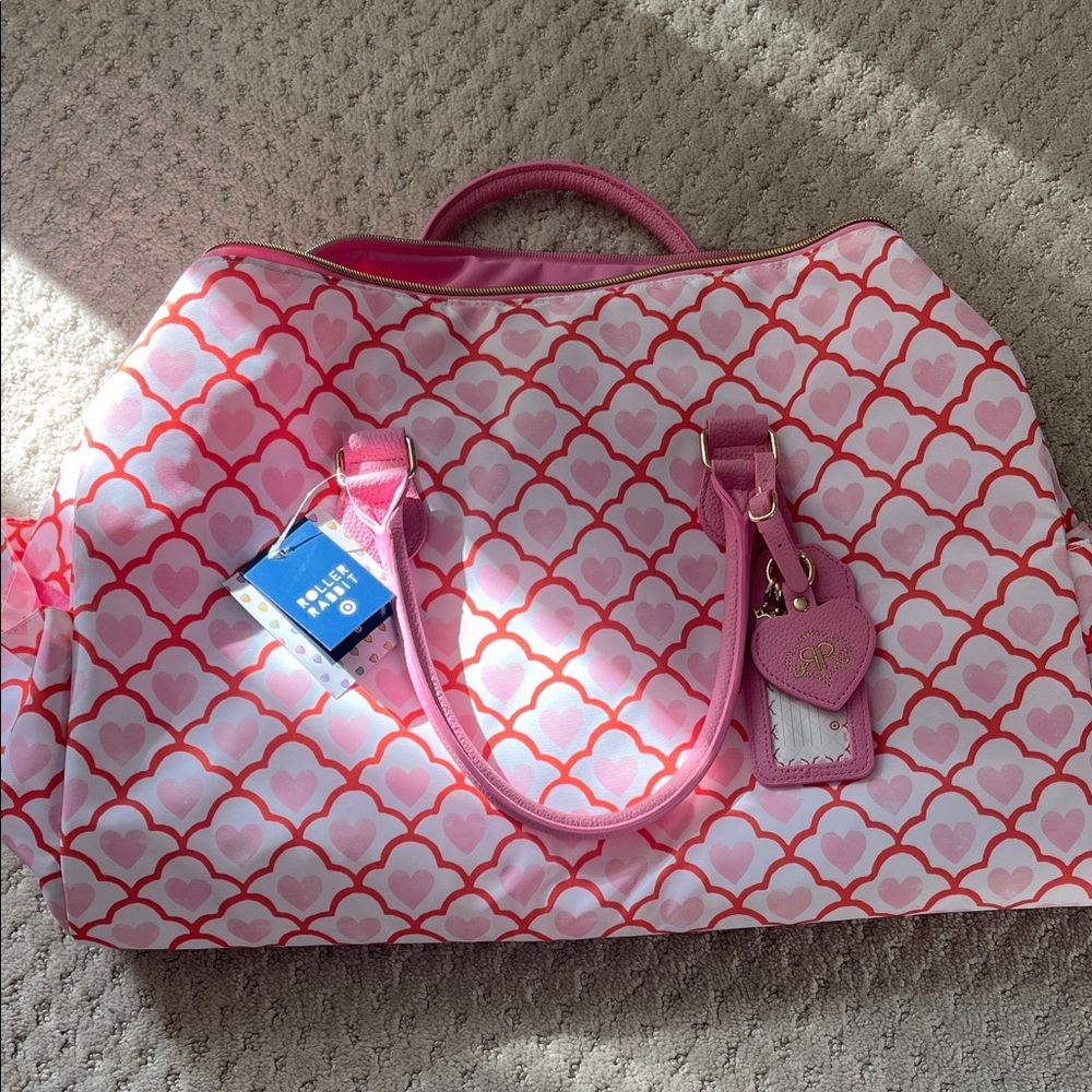 Pink Heart Pattern Travel Tote Bag - Unbranded